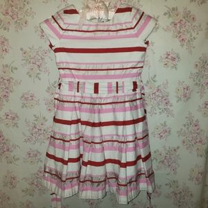 KATE SPADE Girls Pink/Red Stripe Party Dress Fit & Flare Holiday Christmas 7Y